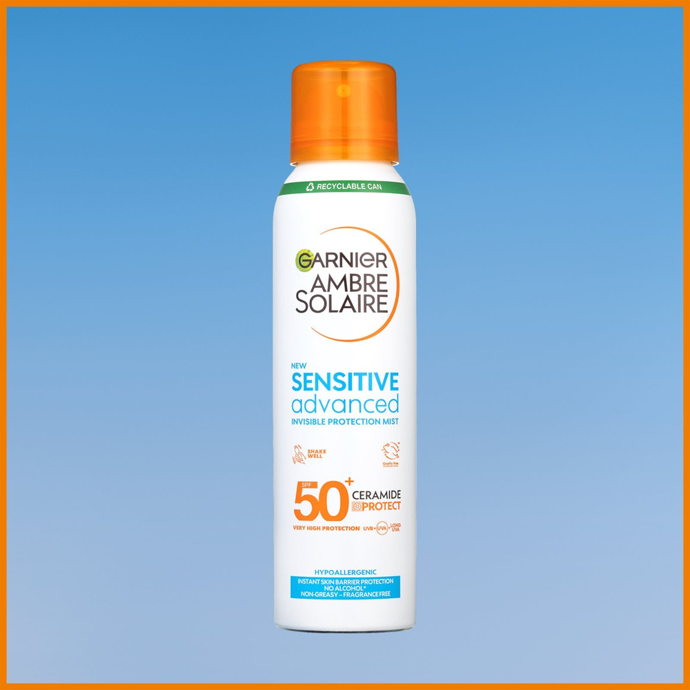 Garnier Ambre Solaire Sensitive Advanced - спрей-мист для загара для очень чувствительной кожи /  SPF 50+ 150  ml  / GTIN 3600542512961