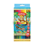 Карандаши двухстор. 12 шт. 24 цв. шестигранные дерев. (Creativiki)