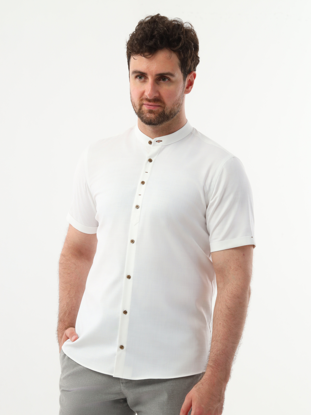 Сорочка мужская VESTER короткий рукав, воротник стойка, 74718 06