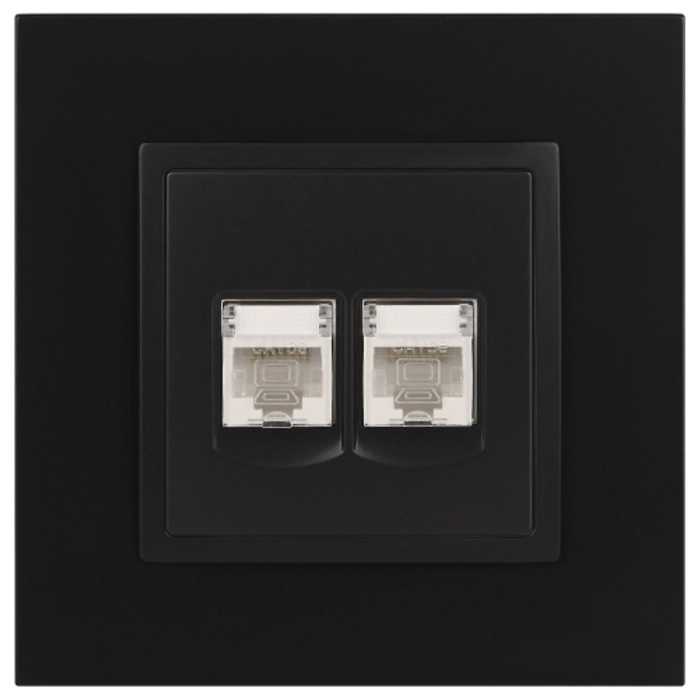 14-3108-05 ЭРА Розетка 2хRJ45, IP20, антрацит | Elegance Антрацит