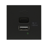 USB зарядное устройство,  4.2A ,  Type A + C,  2 мод.,  черн. матовая (45х45мм)