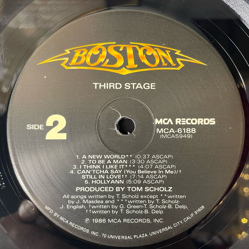 Винтажная виниловая пластинка LP Boston Third Stage (USA 1986) A New World
