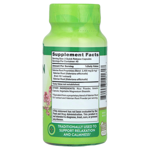 Nature's Truth, корень валерианы, 90 капсул с быстрым высвобождением (1200 мг в 1 капсуле)