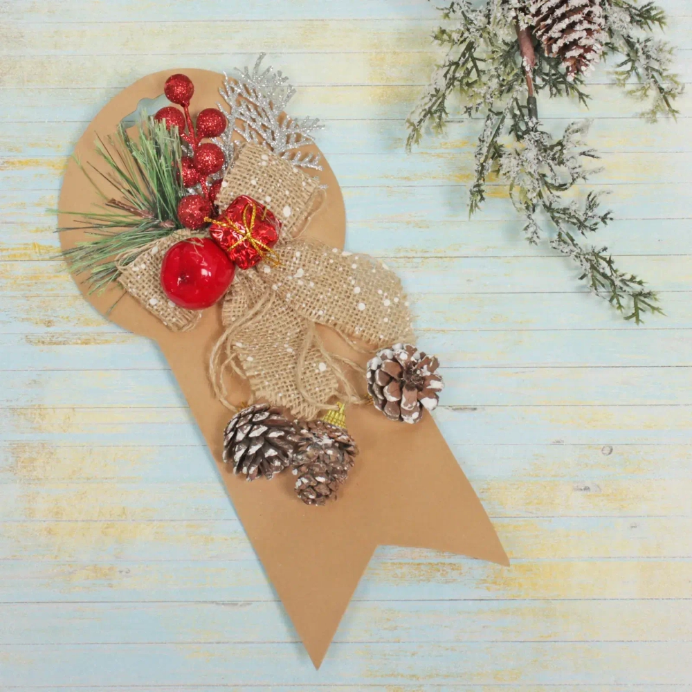 Бант на ёлку «Лесные шишки», Шампань