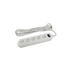 Сетевой фильтр ЭРА USF-5es-5m-W с базовой защитой с заземлением с выключателем 5 розеток 5м 10А белый