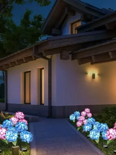 Светильники уличные 3цвета на солнечной батарее "Гортензия" 3 бутона по 3 шт