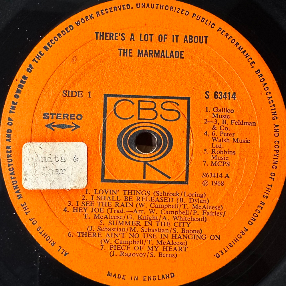 The Marmalade ‎– There's A Lot Of It About (Англия 1968г.)