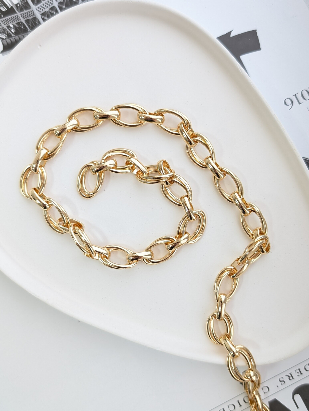 Цепь позолота 18K 16*10мм, 20см