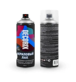 Лак акриловый глянцевый аэрозольный DECORIX в баллончике 520 мл прозрачный бесцветный для любых поверхностей