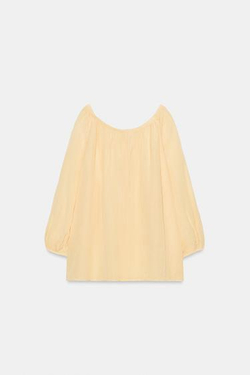 ZARA БЛУЗА ИЗ ЛЬНА — ZW COLLECTION, ПАСТЕЛЬНО-ЖЕЛТЫЙ