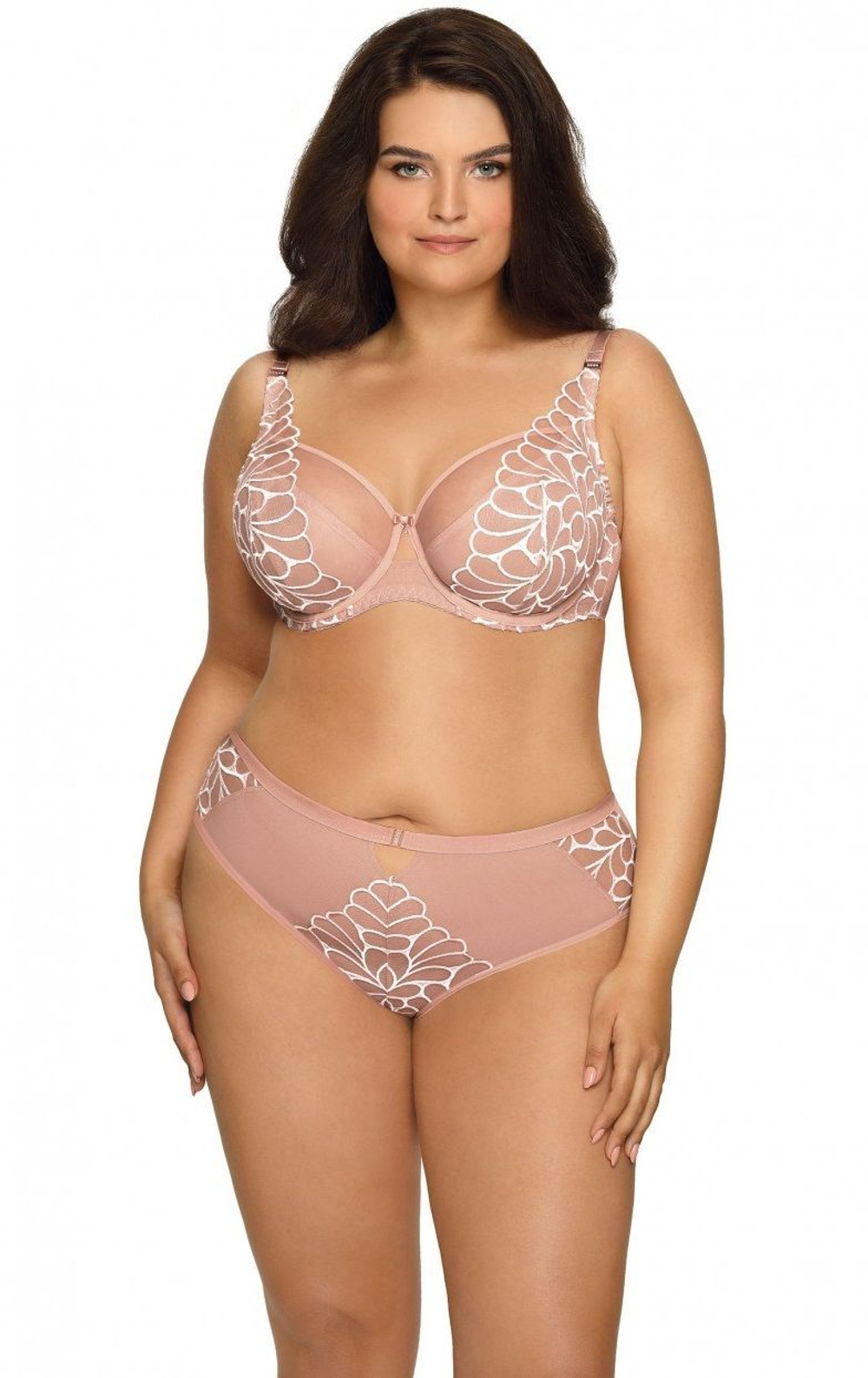 Бюстгальтер на косточках с мягкой чашкой и молочной контрастной отделкой (Размер: 90B) (Цвет: бежевый)