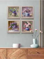 Картины на стену интерьерная на холсте 4 шт, 23*23 см