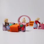 Деревянный мобильный кукольный домик "Розово-оранжевый", 14 деталей