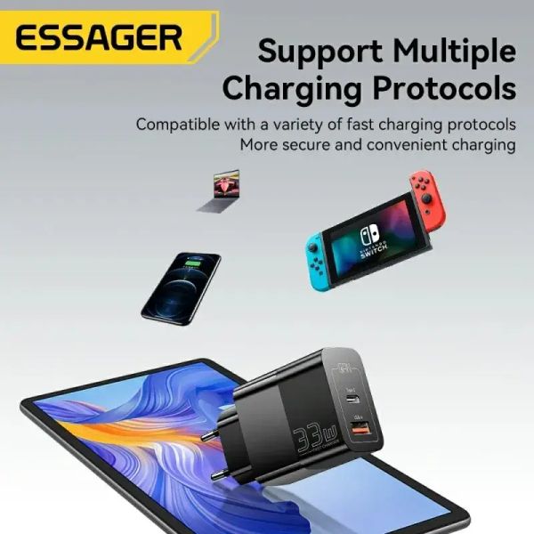 Адаптер питания Essager 33Вт (Type-C + USB-A) Белый