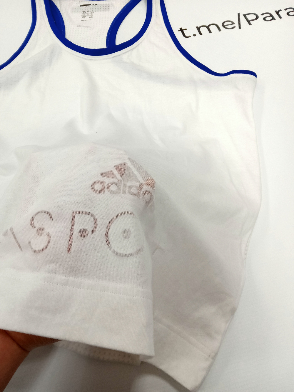 Майка adidas STELLASPORT мужская спортивная Цвет белый,синяя оторочка.Размер L - 50/52 русский