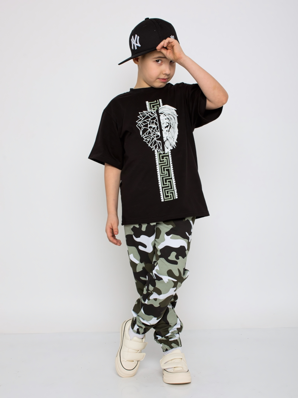 Костюм "Меридиан-1" с шелкографией, черный/камуфляж, р.128, (Ивашка)