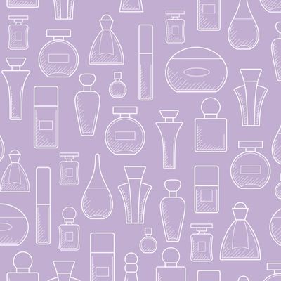 Парфюмерия на сиреневом фоне