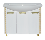 Тумба MISTY Престиж - 105 прямая белая золотая патина c умывальником