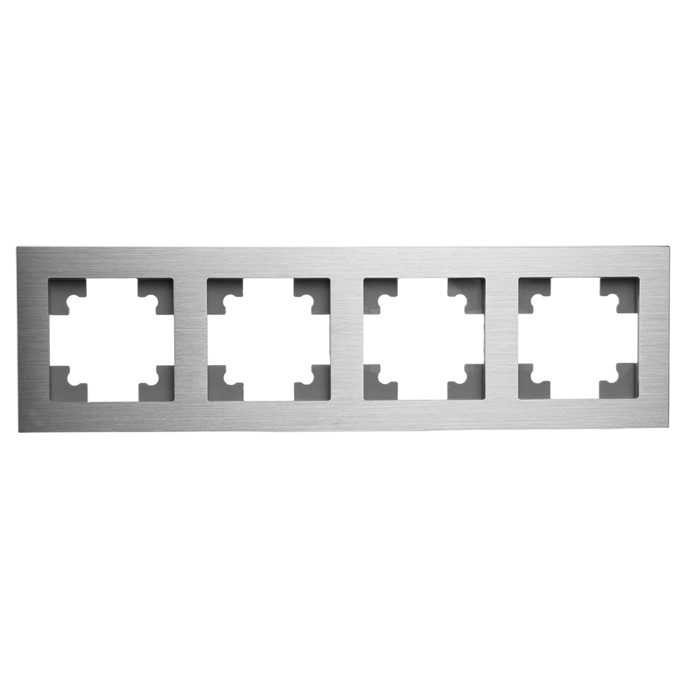 Рамка 4-местная, металл, STEKKER, MFR00-7004-03, серия Катрин, серебро 50023