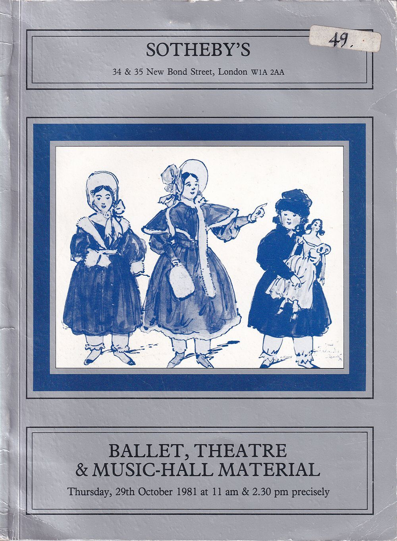 Каталог аукциона Sotheby's, Лондон, Балет, театр и музыка от 29 октября 1981 года