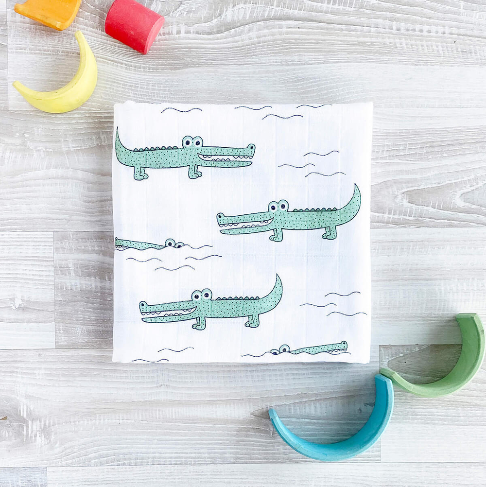Муслиновая пелёнка Mjölk Крокодилы, уценка