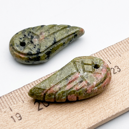 Подвеска Крыло, унакит, размер 30*16 мм, цена за 1 шт