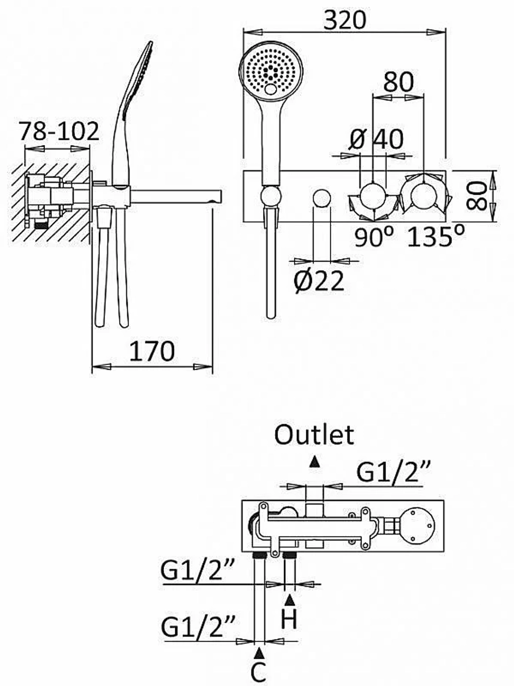 Смеситель для ванны Cezares Articoli Vari CZR-B-VDM1-T хром