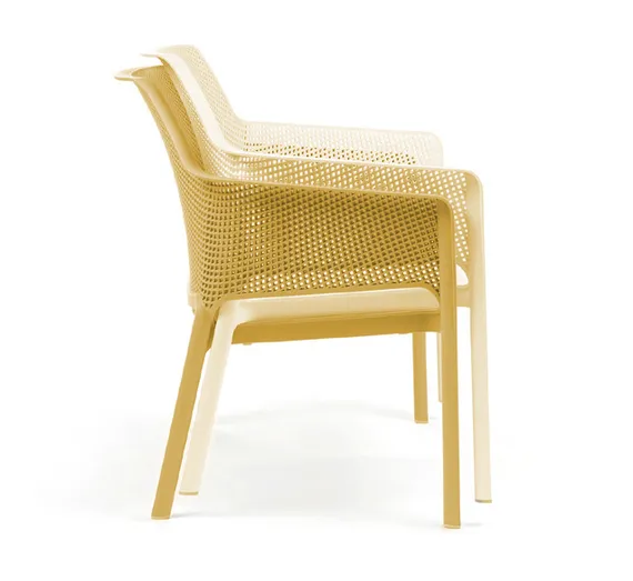 Уличный пластиковый диван Net Bench горчичный