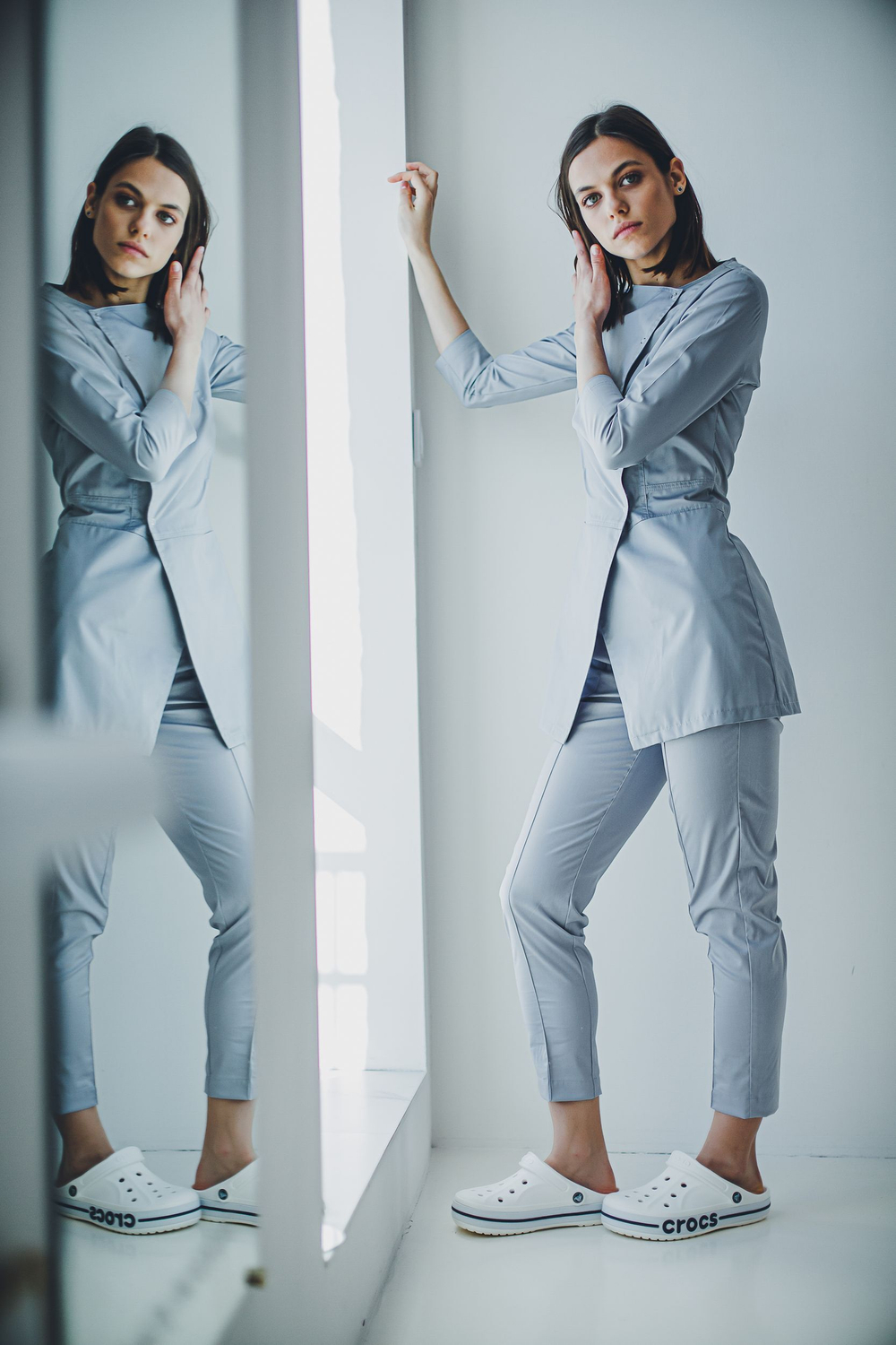 Блуза женская м272 toray твил серый529