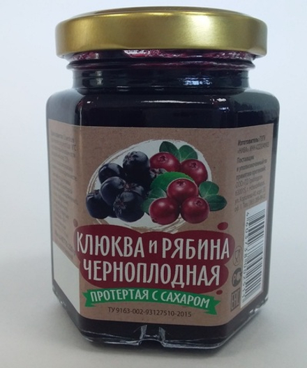 Клюква и рябина перетертая с сахаром 220гр. от "НИВА"