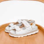 Сандалии из натуральной кожи на липучках серо-голубого оттенка