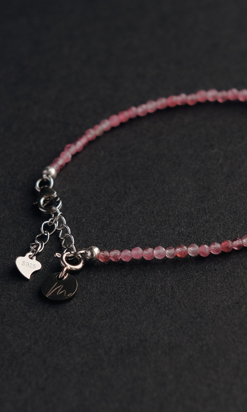 Браслет "Memo about Love" из турмалина розового на замочке