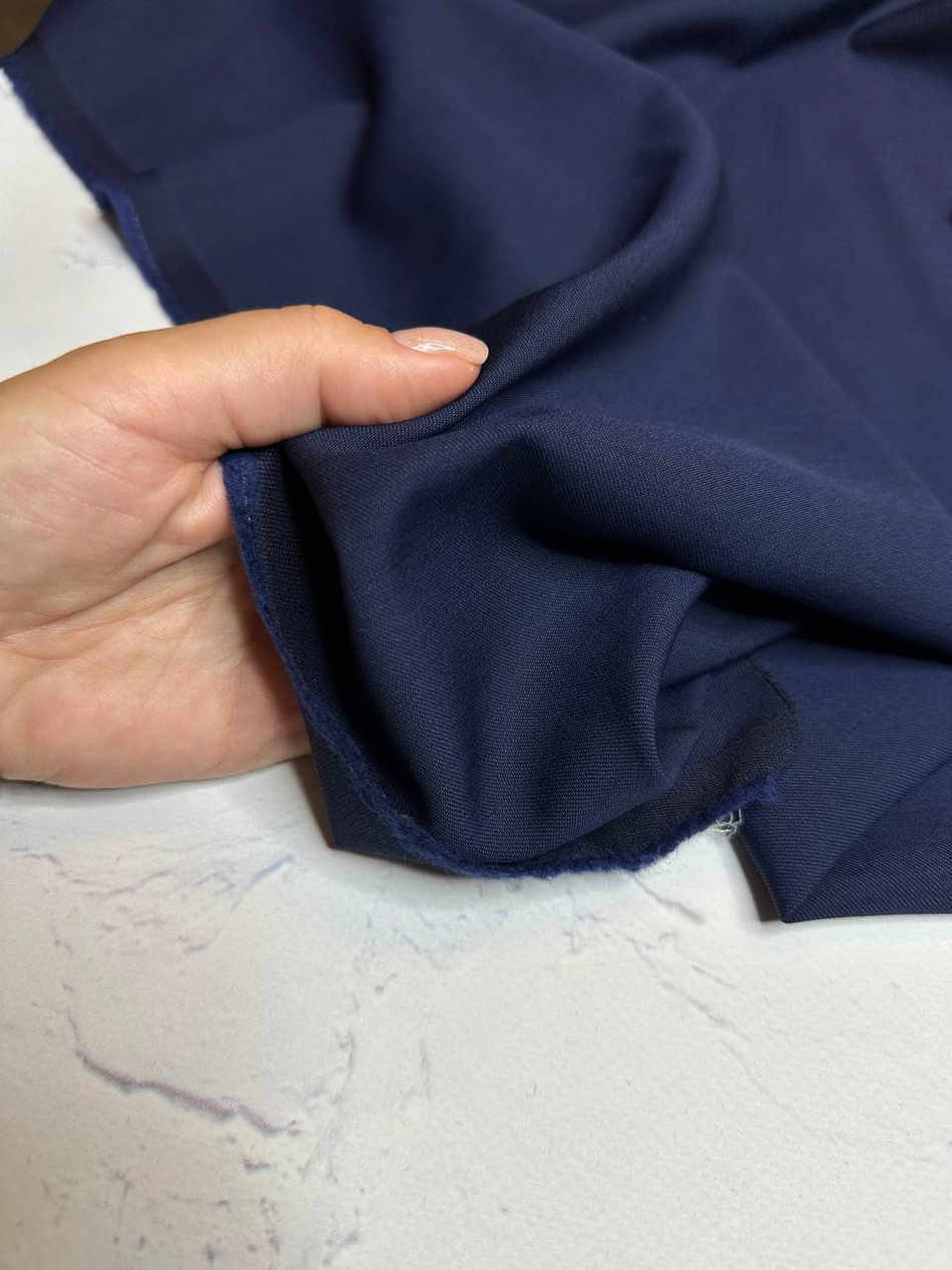 Костюмно-плательная однотонная шерсть (Marzotto, 100%шерсть, Чернильный синий, 152, 280 гр/м2)