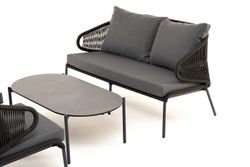 "Милан" лаунж-зона 4-местная плетеная из роупа (веревки), каркас алюминиевый темно-серый, роуп темно-серый