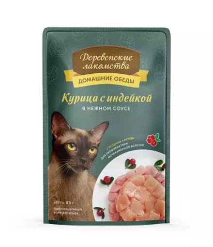 Деревенские лакомства Курица с Индейкой в нежном соусе 85 гр