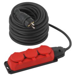 Удлинитель силовой ЭРА UK-3e-3x1,5-30m-IP44(KG) с заземлением 3 розетки каучук 30м КГ 3х1,5мм2 IP44 | Силовые удлинители