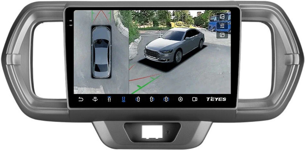 Магнитола для Toyota Passo 3, Daihatsu Boon 3 2016-2023 - Teyes CC3-2K-360 монитор 9.5" 2K QLED на Android 10, 6Гб+128Гб, CarPlay, 4G SIM-слот, 4 камеры в комплекте