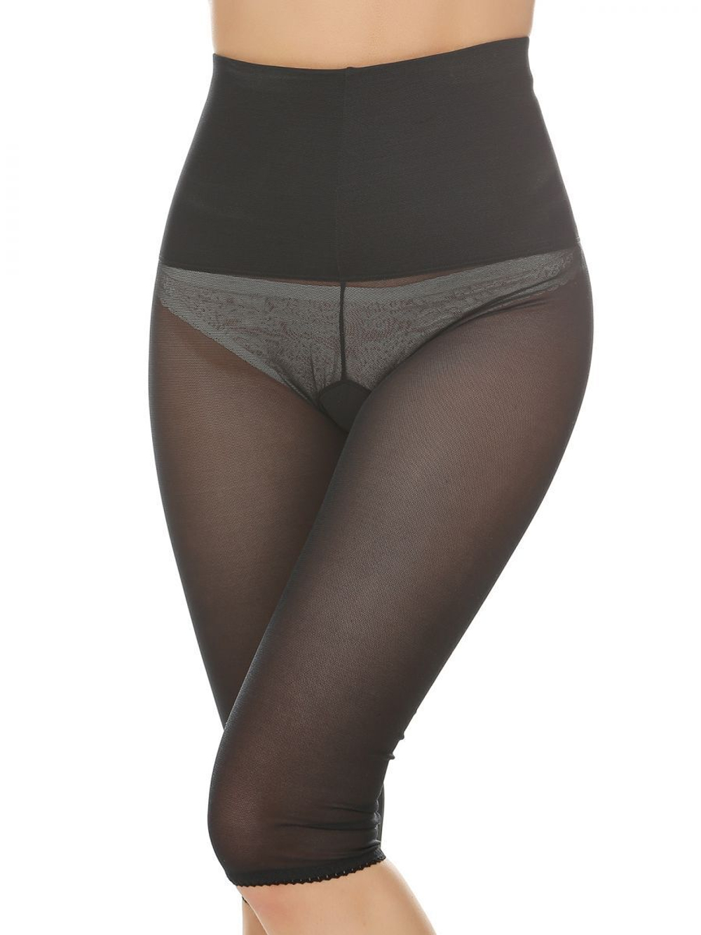 Прозрачные корсетные штаны-капри (Размер: L) (Цвет: черный)