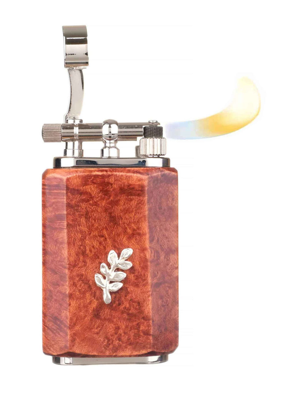 Зажигалка трубочная Mastro de Paja, серебро и бриар
