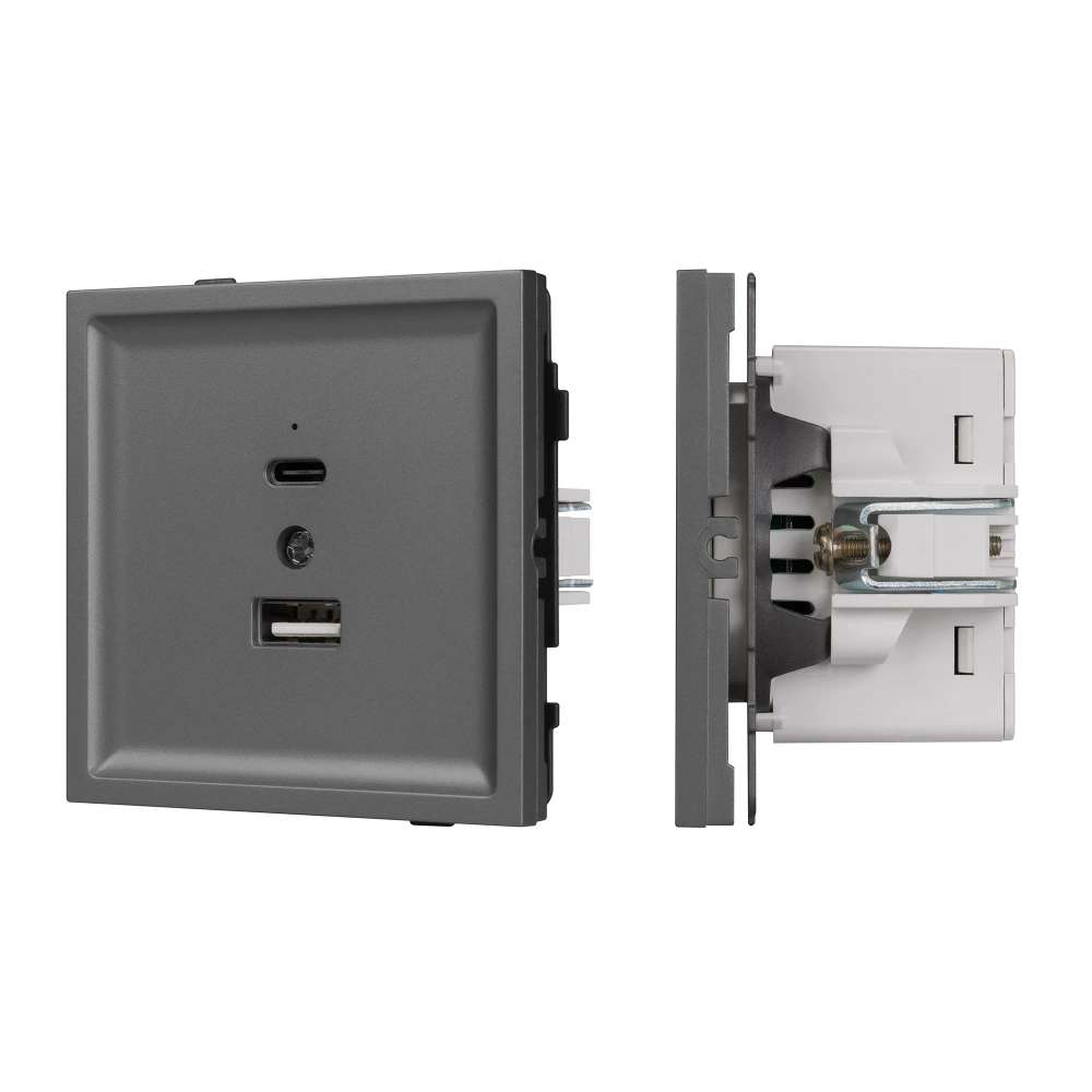 Механизм USB розетки SCT-TENDO-MUAC-SFPL-GR (5V, 3A, QC3) (Arlight, -) 054538