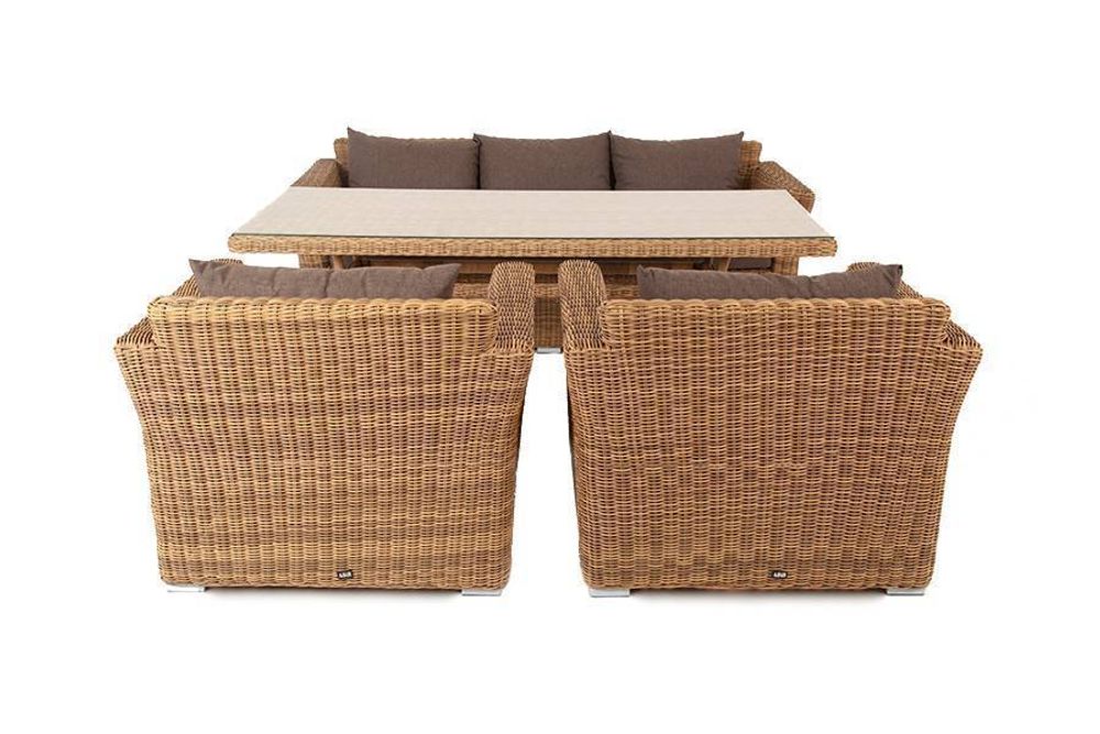 "Моккачино" обеденная группа из искусственного ротанга, цвет соломенный