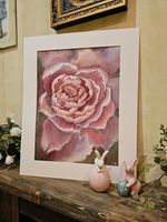 Картина авторская акварельная в паспарту 40х50 см на стену для интерьера "Пион"