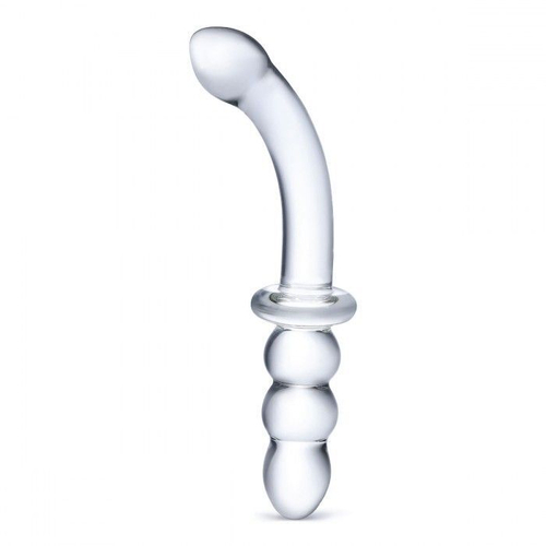 Прозрачный ребристый двусторонний стимулятор Ribbed G-Spot - 30 см.