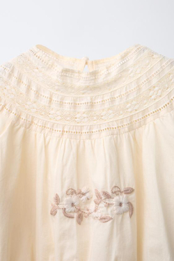 ZARA БЛУЗА С ВЫШИВКОЙ, ЭКРЮ