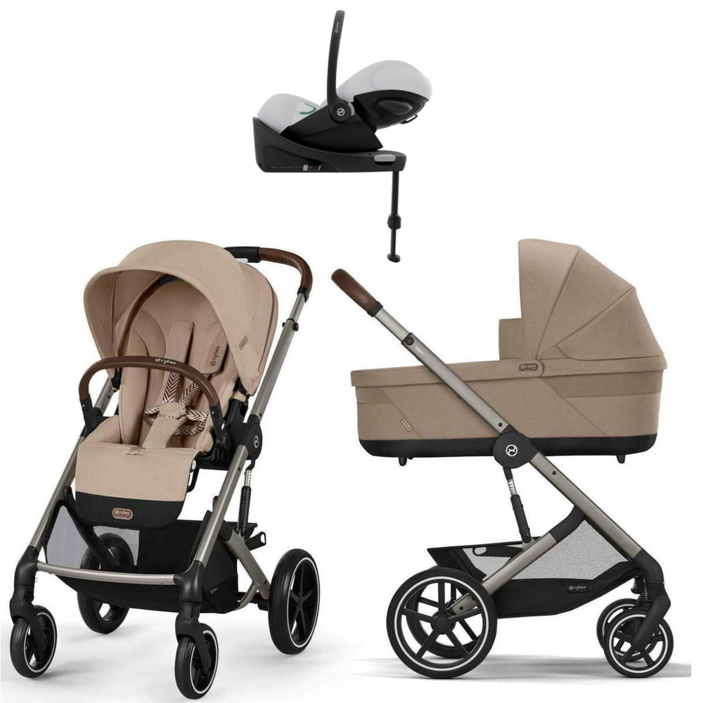 Коляска Cybex Balios S Lux TPE complete Cloud G Fog Grey Base G 4 в 1 Almond Beige с дождевиками