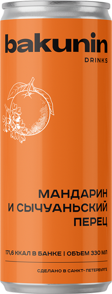 Газированный напиток Бакунин Ботаникалс Мандарин и Сычуаньский перец / Bakunin Botanicals Mandarin I Sychuanskijj Perec 0.33 - банка