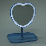 Зеркало настольное с подсветкой на подставке «Mary Touch - Heart», цвет голубой, USB, 20*28см
