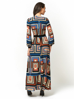 Креповое платье с длинной юбкой - трапеция мульти 14-01-20 SS