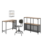 Комбинация: стол, кресло и шкаф - IKEA FJÄLLBO/FJALLBO/KULLABERG/GULLHULT, 100х36 см, 100х95х36 см, сосна/черный, ФЬЕЛЛЬБО/КУЛЛАБЕРГ/ГУЛЛЬХУЛЬТ ИКЕА