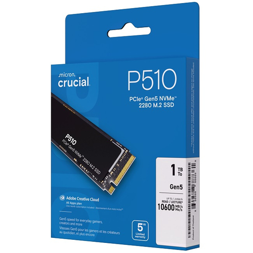 Жесткий диск SSD M.2 1Tb Crucial P510, 11000/9500MBs, 1500000 IOPS, TLC 3D NAND, 2280. PCI-E 5.0 x4 (CT1000P510SSD8)